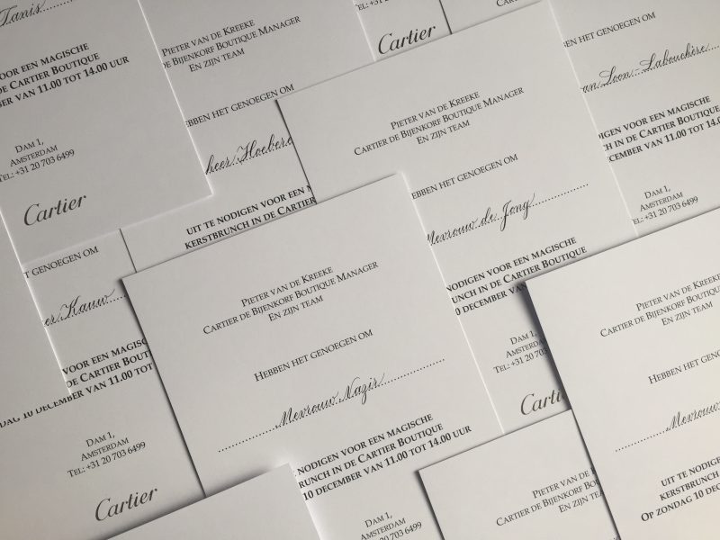 Gekalligrafeerde invites Cartier december 2017